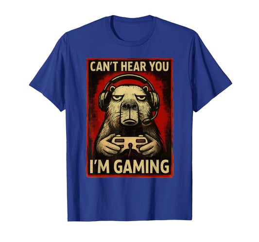 Funny Capybara Gamer Graphic Tee Men Boys Teens Video Gaming T-Shirt
