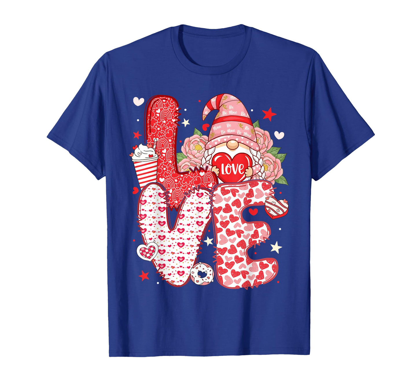 Valentine Funny Gnome Love Red Heart Girl Women Kid T-Shirt