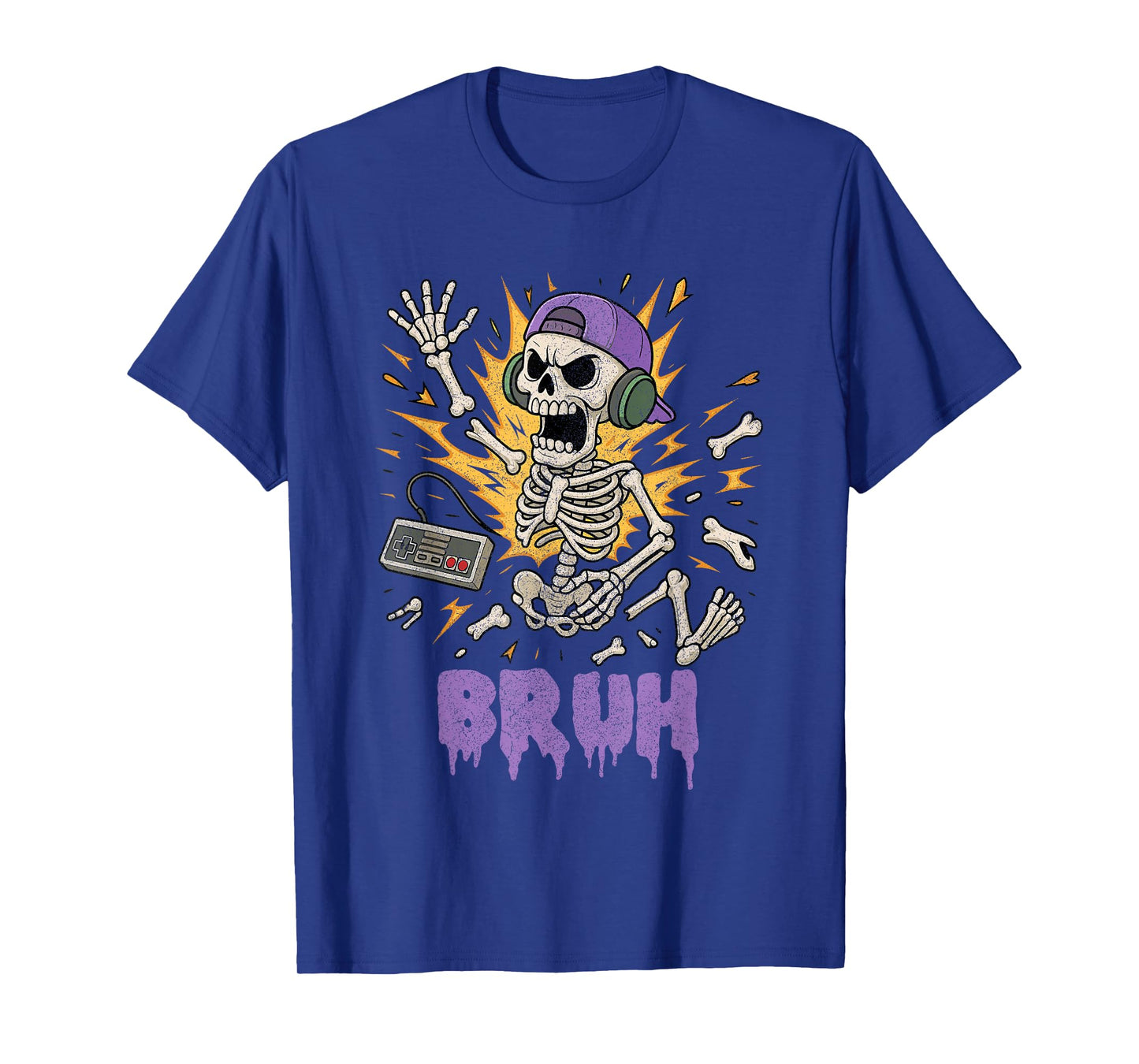 Funny Gamer Skeleton Gamer Teen Boys Video Gaming Bruh T-Shirt