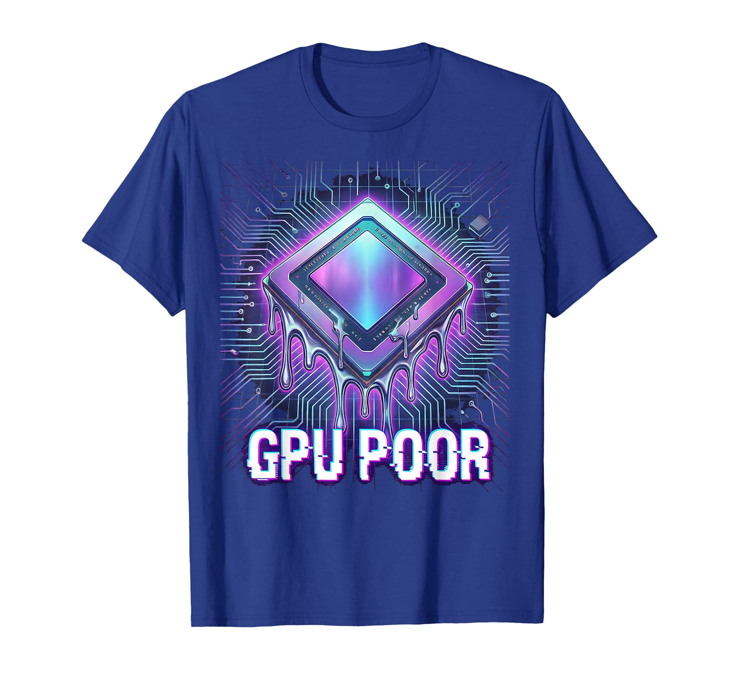 GPU Poor AI Engineer Datacenter Builder Funny Melting Chip T-Shirt