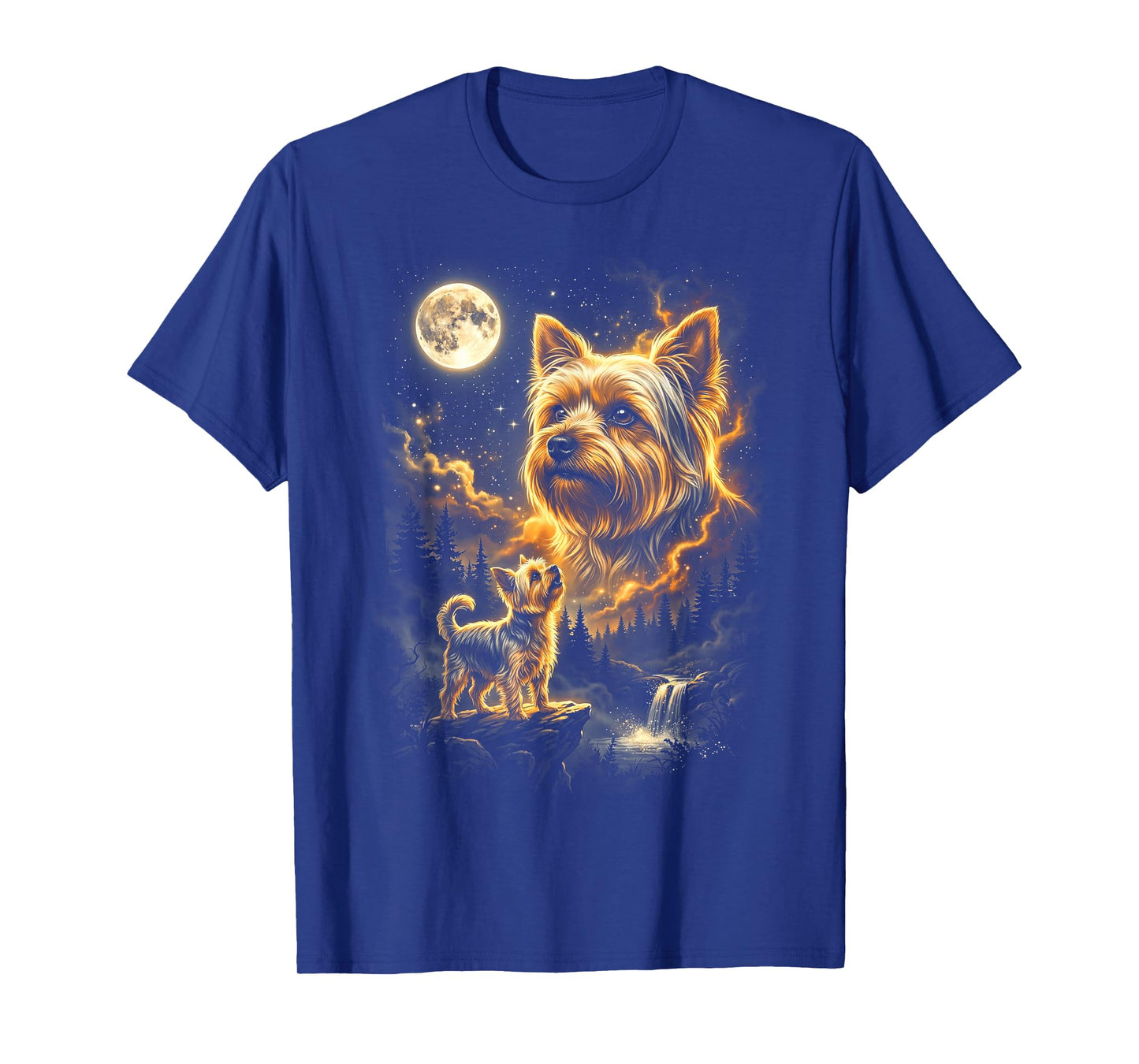 Yorkie Howling to The Moon Retro Vintage 90s Funny Dog T-Shirt