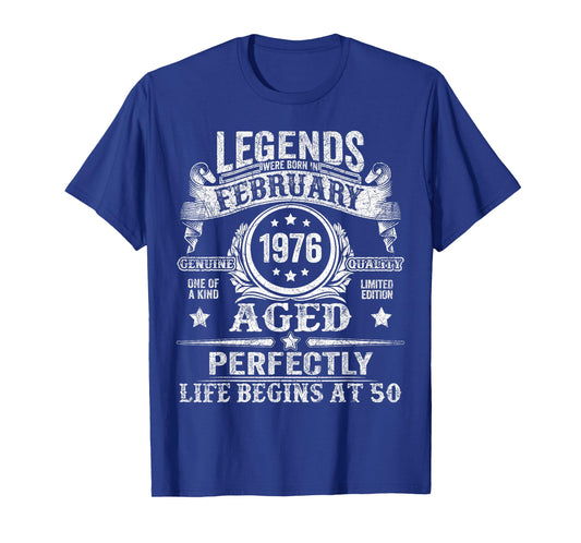 Legends were Born in February 1976 Vintage 50th Birthday Men T-Shirt