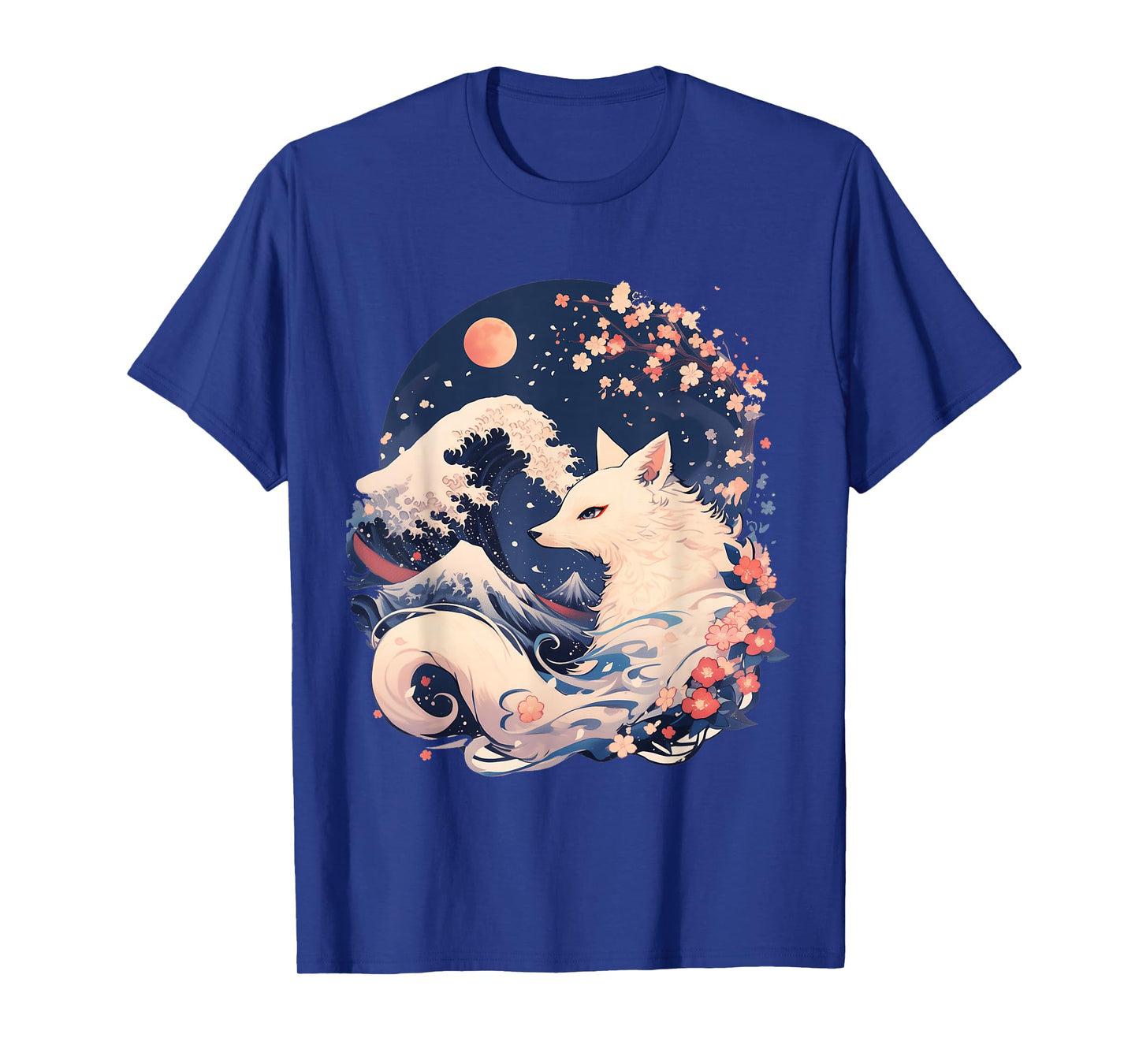 Mystic Kitsune with Cherry Blossoms and Mt. Fuji T-Shirt