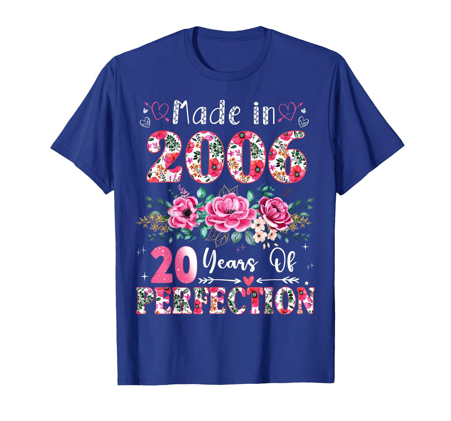 20 Year Old Made in 2006 Floral 20th Birthday Women T-Shirt