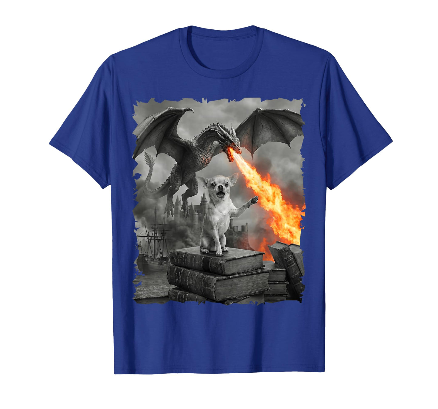 Chihuahua Dragon Fantasy Art Fire Breathing Drake Graphic T-Shirt