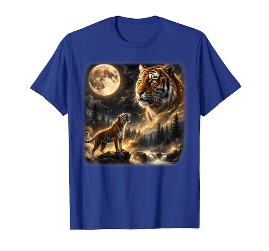 Tiger Howling to The Moon Vintage 90s Retro Cat Animal Lover T-Shirt