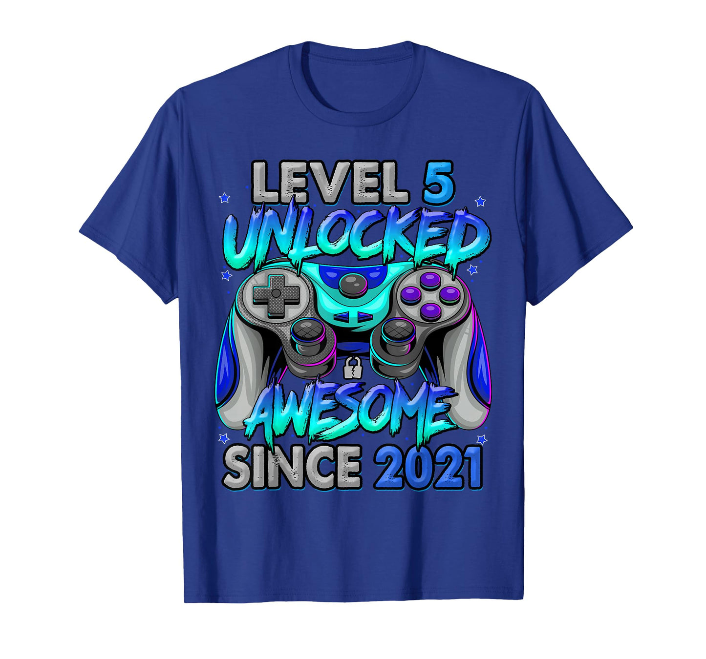Level 5 Unlocked Awesome Since 2021 5th Birthday Gaming T-Shirt