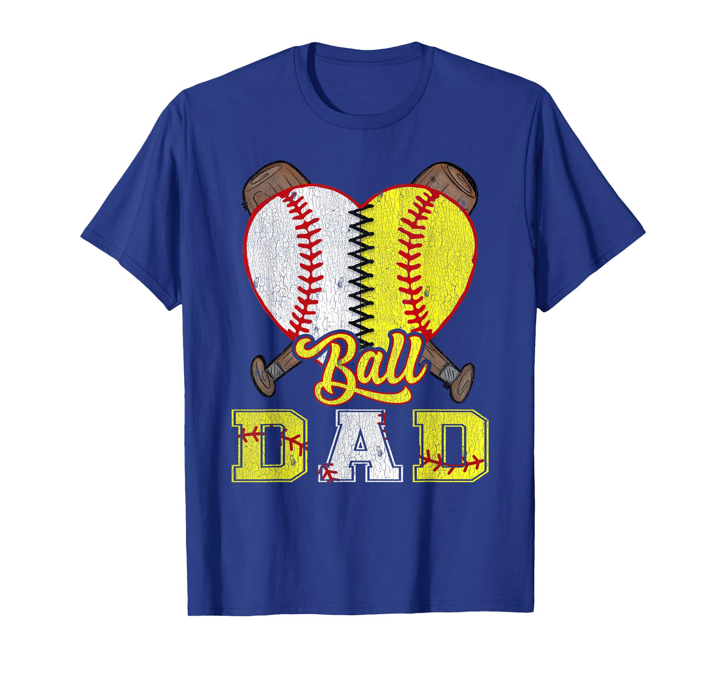Dad Of Both Ball Dad Half Softball Half Baseball T-Shirt