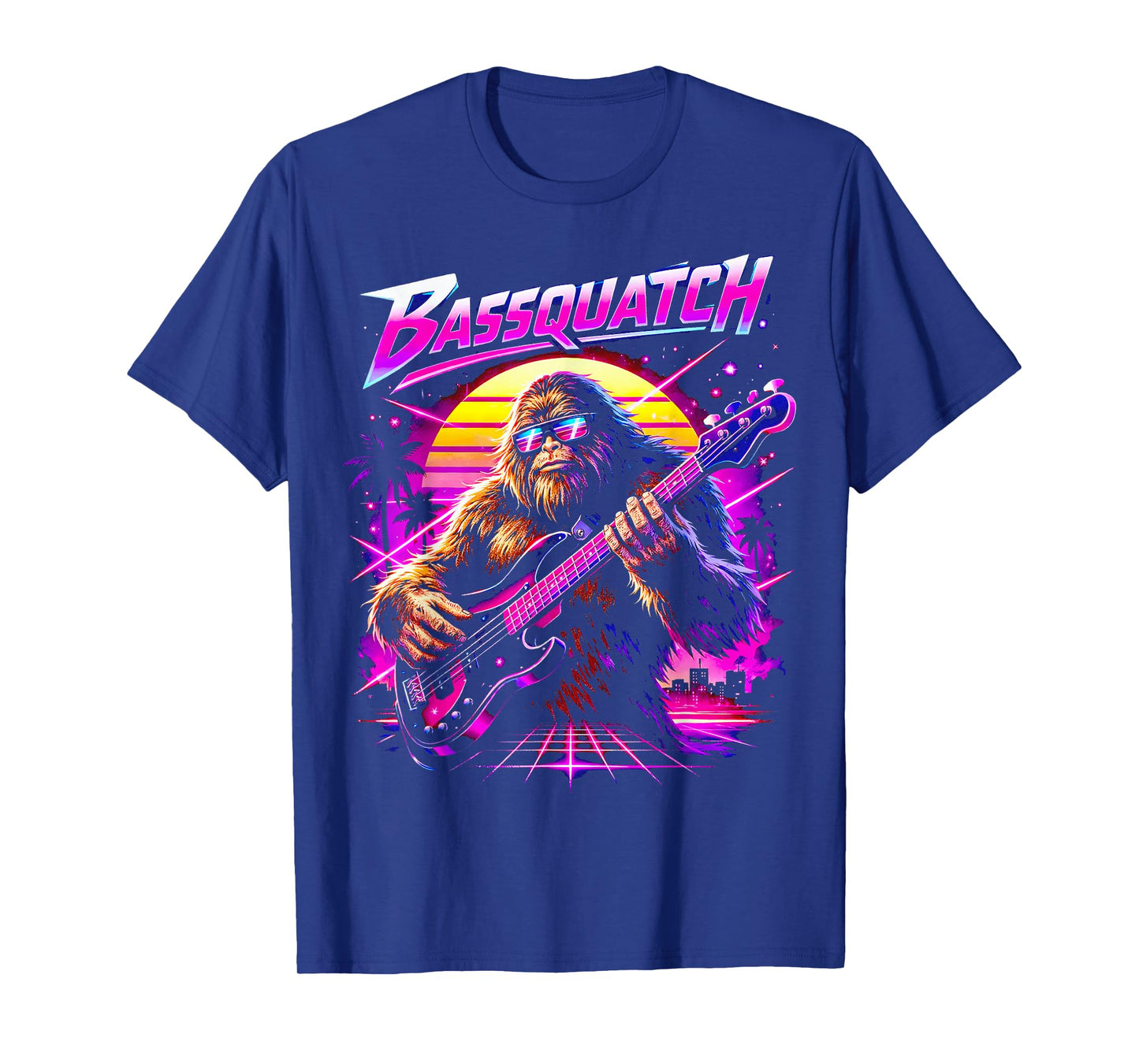 Bassquatch, Synthwave Bigfoot Bass Guitar Sasquatch T-Shirt