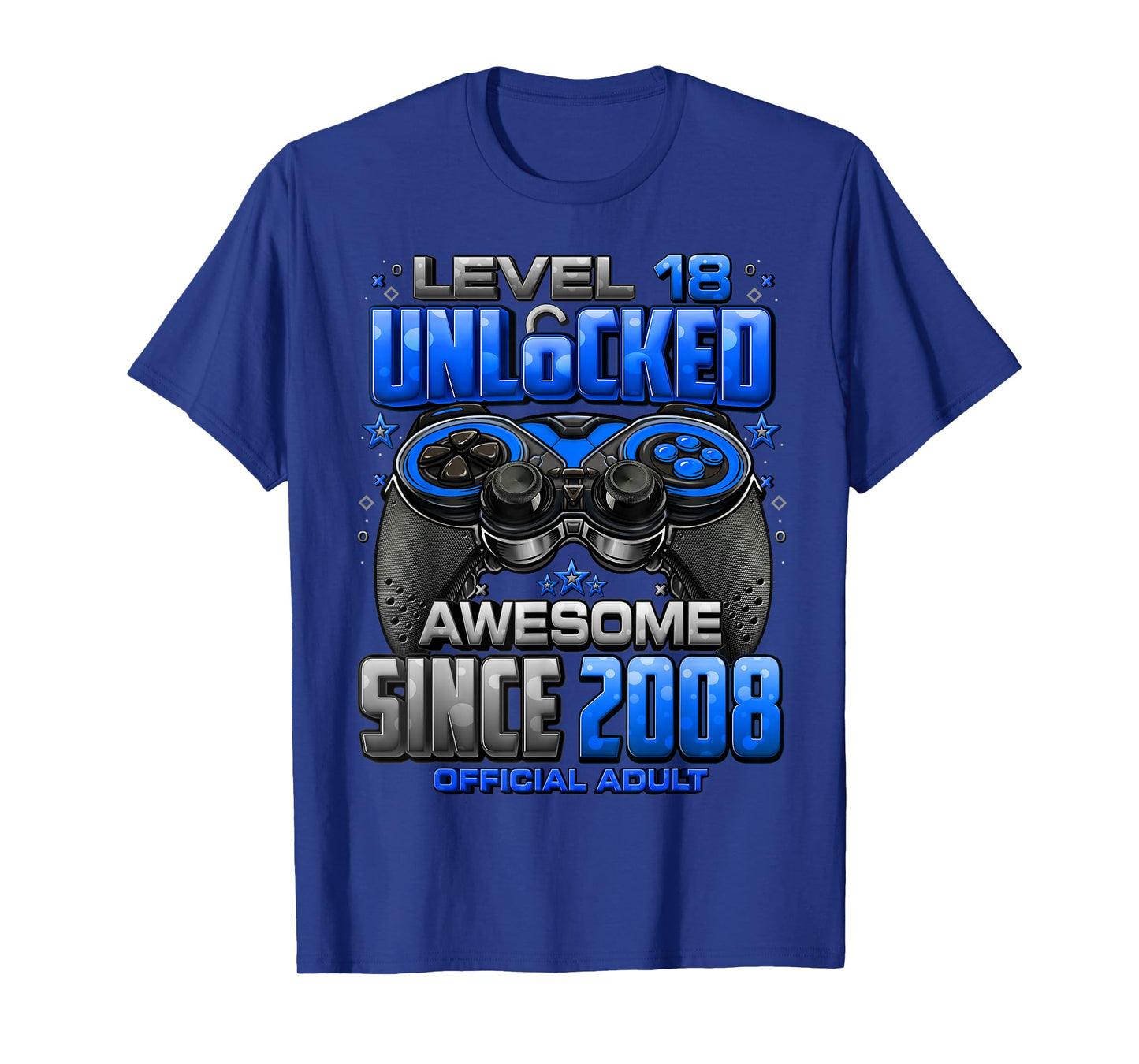 Level 18 Unlocked Awesome Since 2008 18th Birthday Gaming T-Shirt