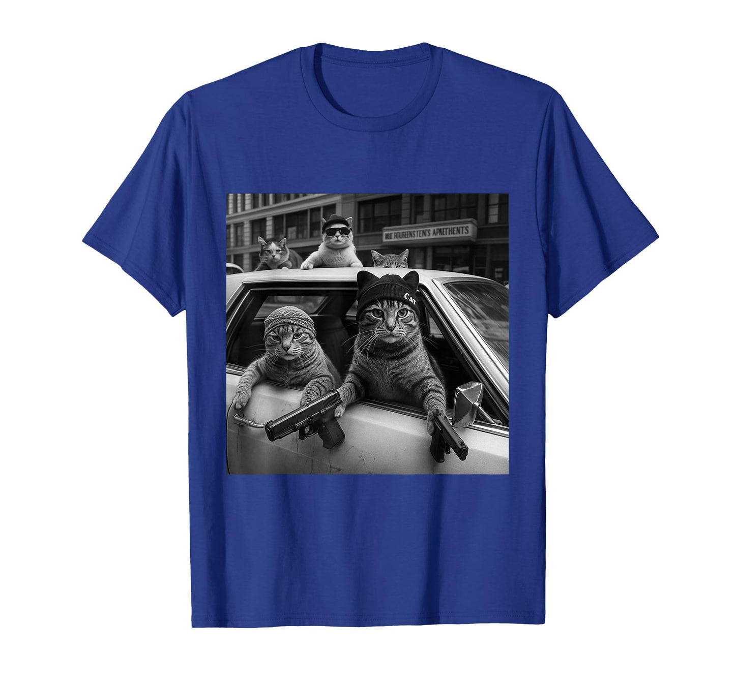Funny Gangster Cats Men Women Lover Cat Street Graphic Tee T-Shirt