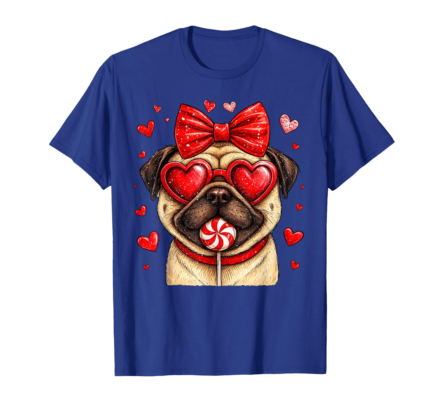 Cute Pug Valentine Heart Candy Valentines Day Girls Kids T-Shirt