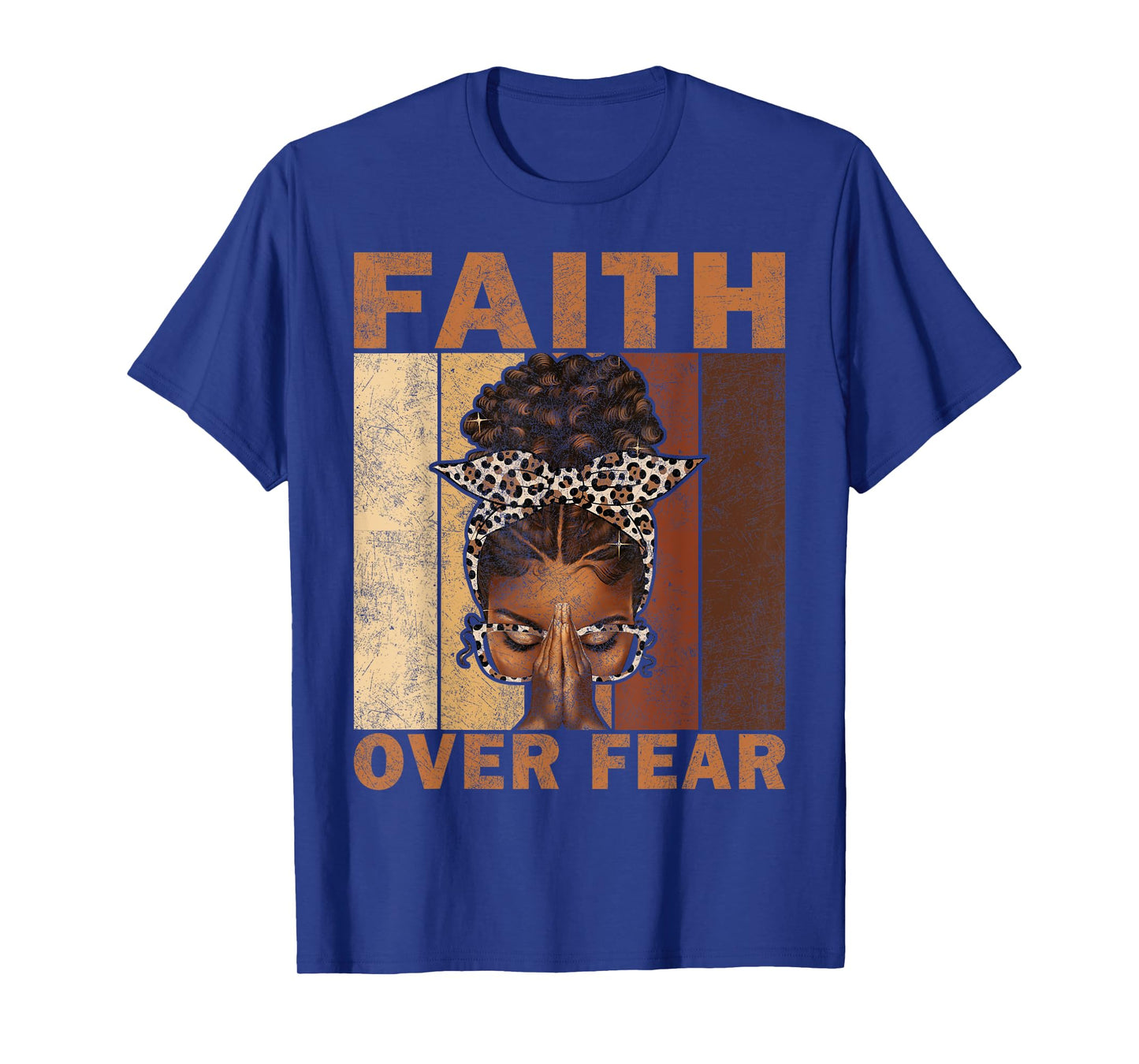 Black Woman Praying Afro African - Faith Over Fear Christian T-Shirt