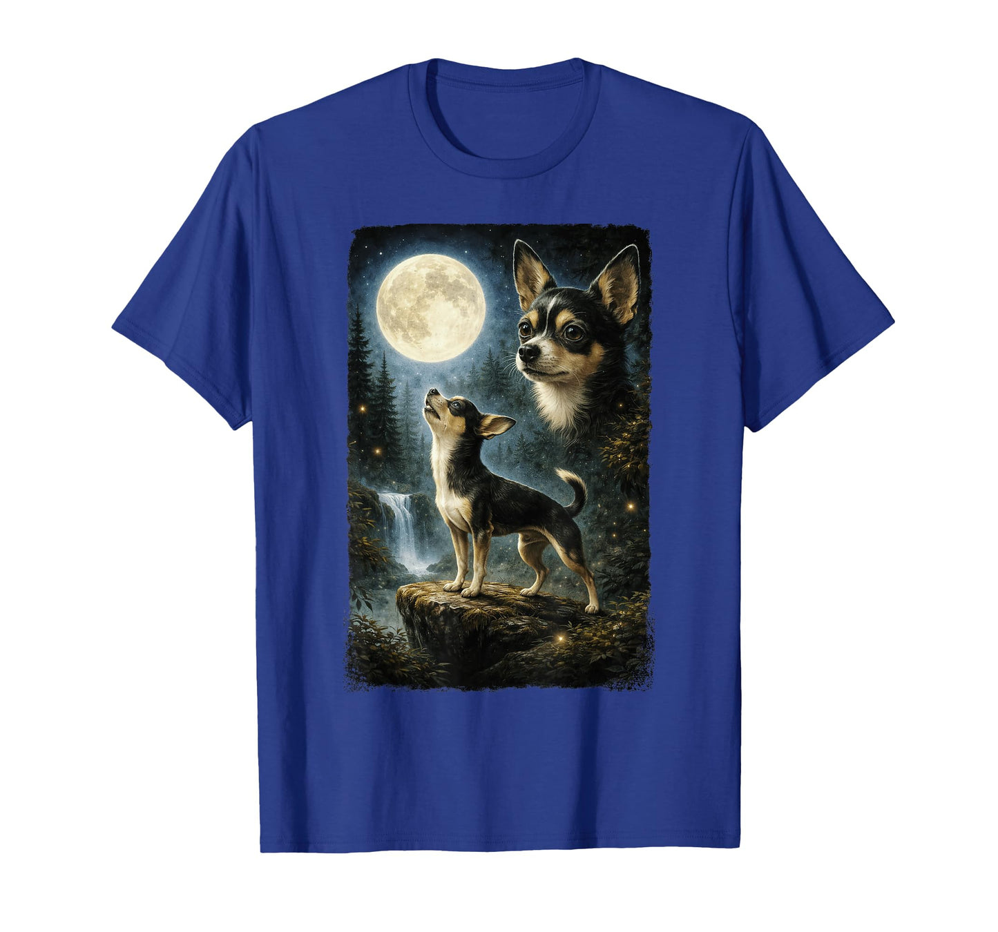 Funny Chihuahua Art Design Chihuahua Howling at The Moon T-Shirt