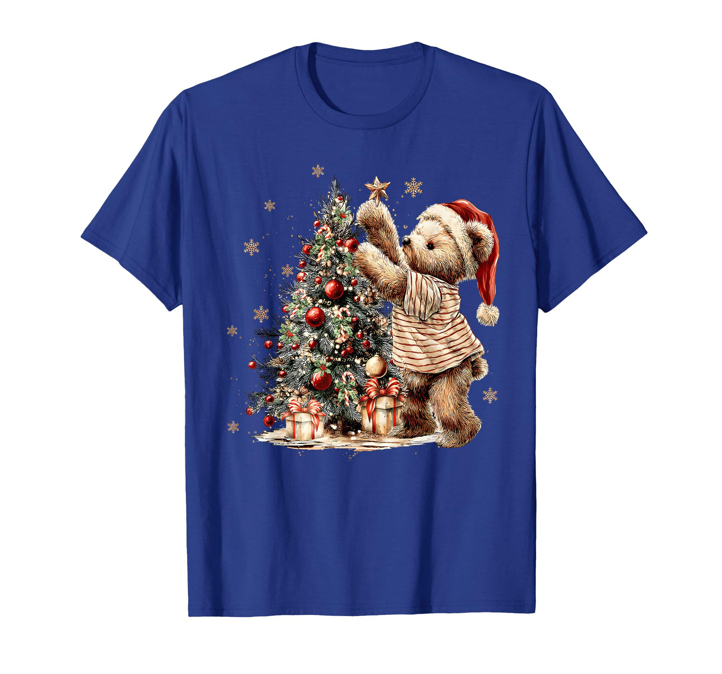 Retro Vintage Christmas Tree and Teddy Bear Holiday Season T-Shirt