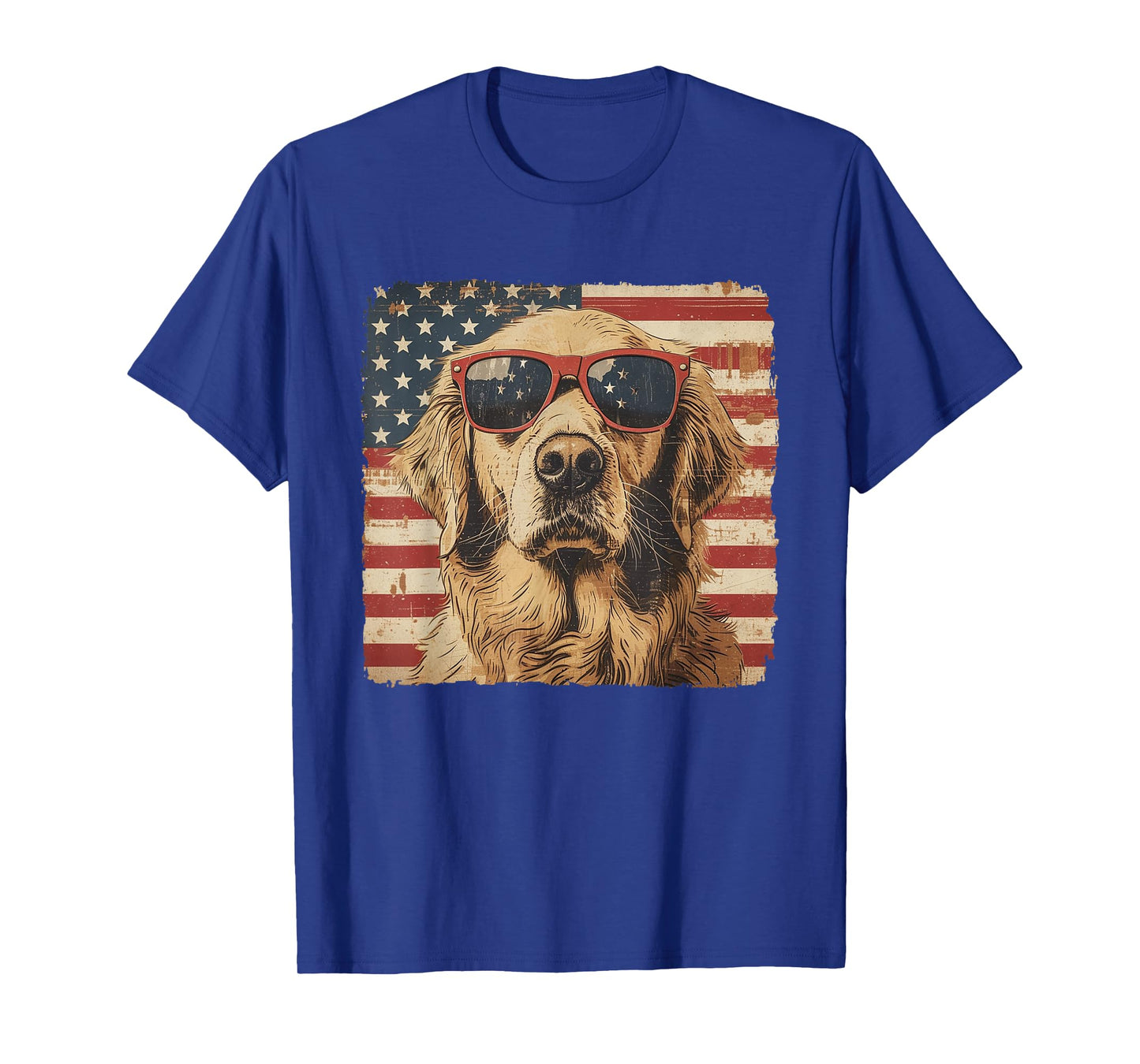 Golden Retriever Dog Patriotic Fourth of July Mens Boys Kids T-Shirt
