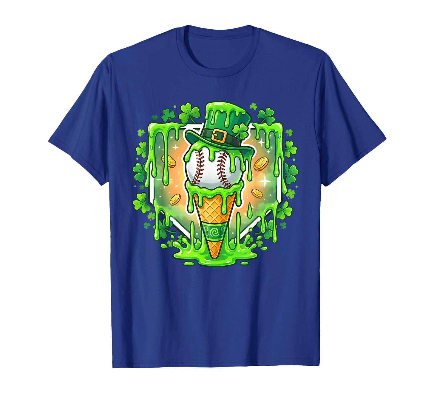 St Patrick Day Baseball Drip Ice Cream Baseball Home Plate T-Shirt