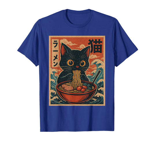 Funny Cat Ramen Japanese Noodles Kawaii Anime Kitten Kitty T-Shirt