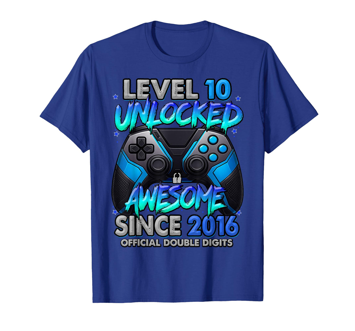 Level 10 Unlocked Awesome Since 2016 10th Birthday Gaming T-Shirt
