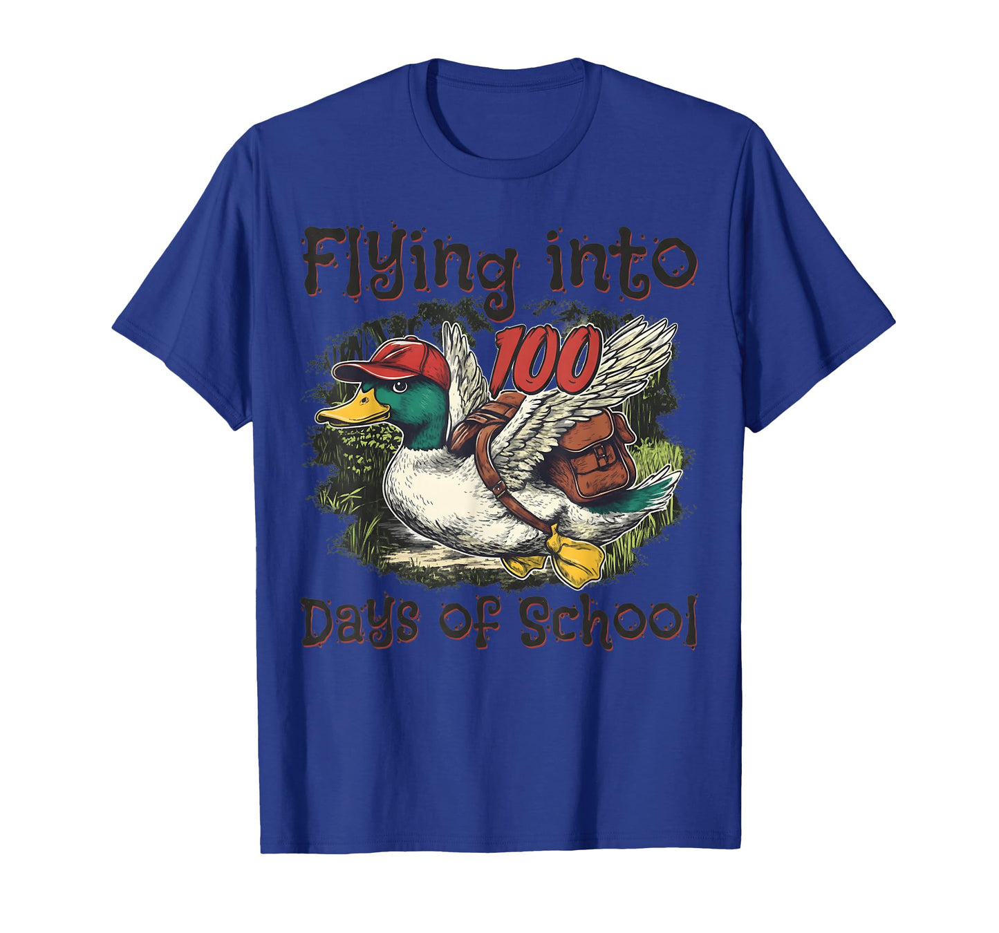 Flying Into 100 Days of School Duck Hunting 100th Day of SCH T-Shirt