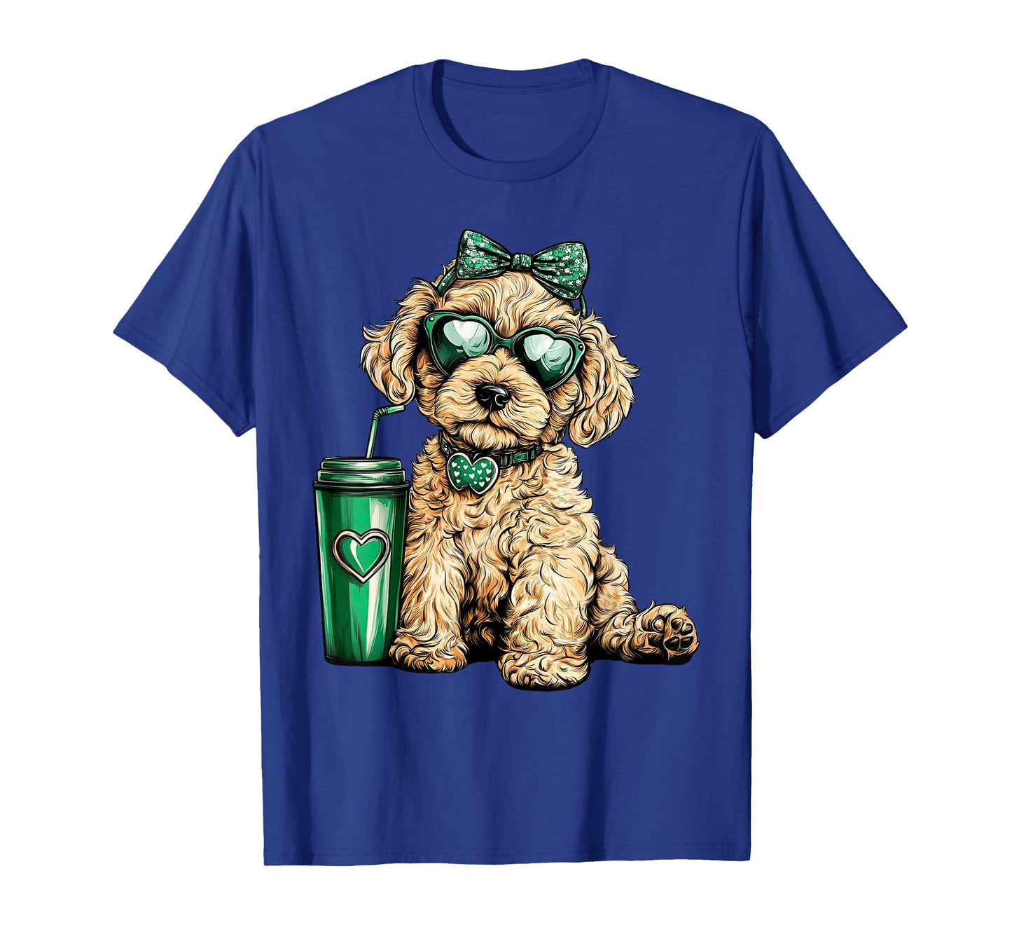 St Patricks Day Golden Doodle Sunglasses Coffee Irish Dog T-Shirt