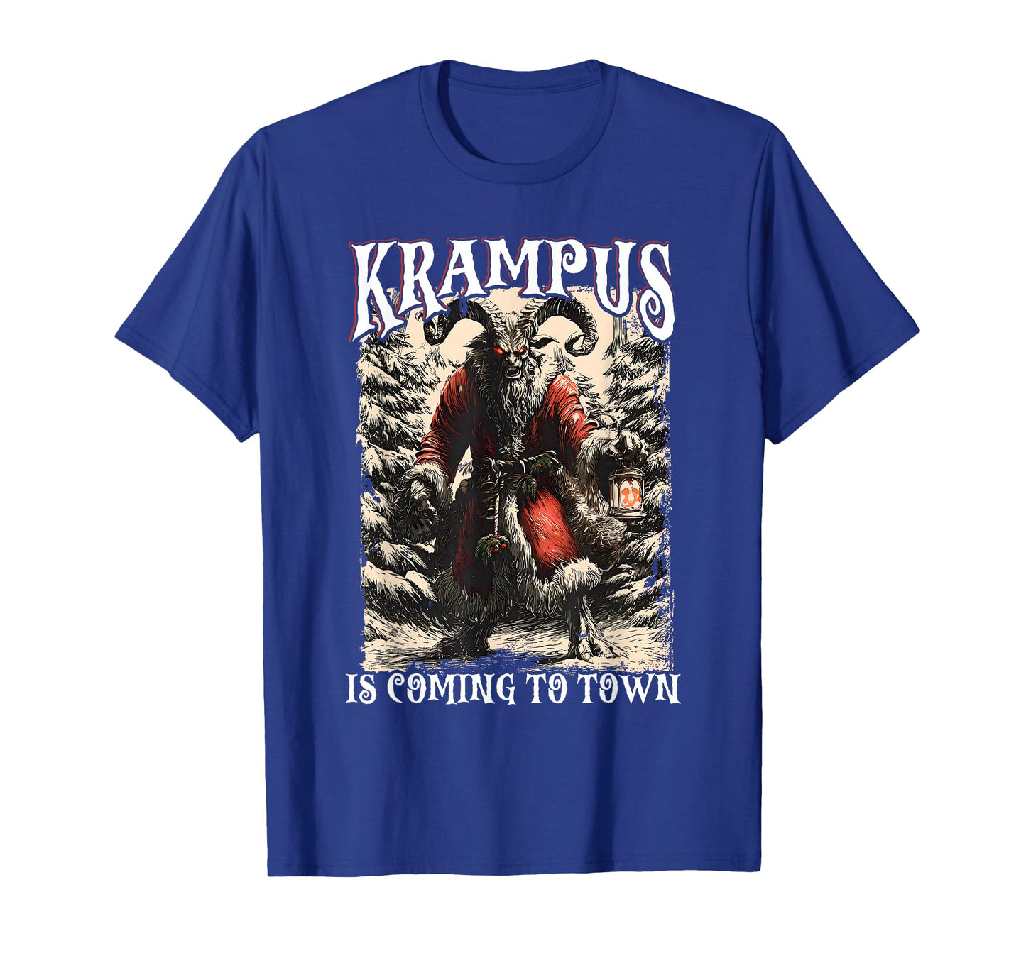 Retro Creepmas Krampus is Coming to Town Dark Humor Xmas T-Shirt