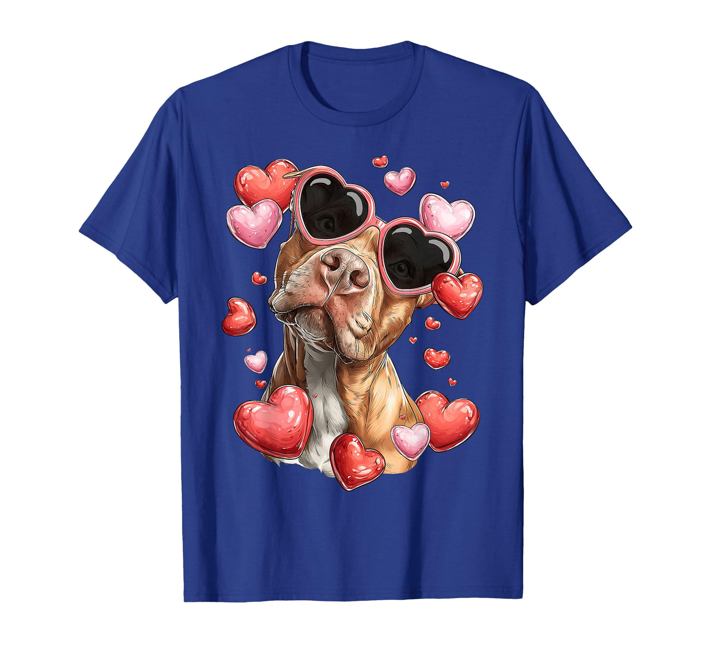 Pitbull Dog Valentine's Day Heart Glasses T-Shirt