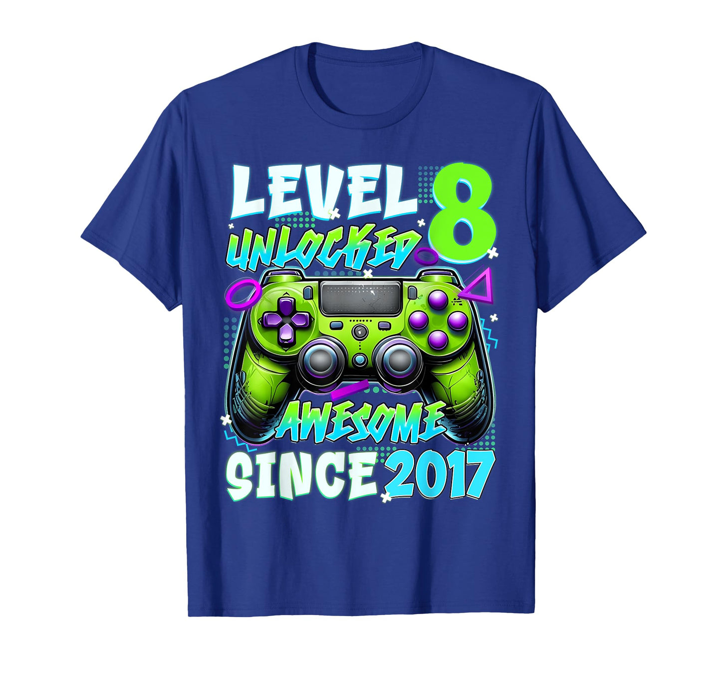8th Birthday Video Game Level 8 Unlocked Awesome Since 2017 T-Shirt