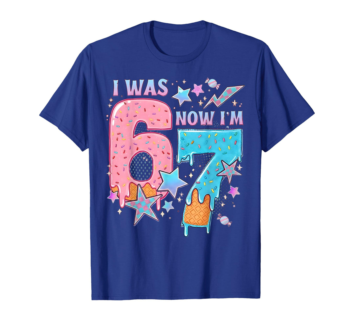 7 Year Old Birthday i was 6 Now I'm 7 67 Funny for Kids T-Shirt