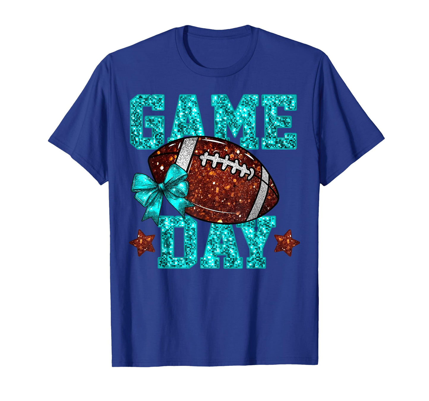 Game Day Football Teal Coquette Bow Team Spirit Touchdown T-Shirt