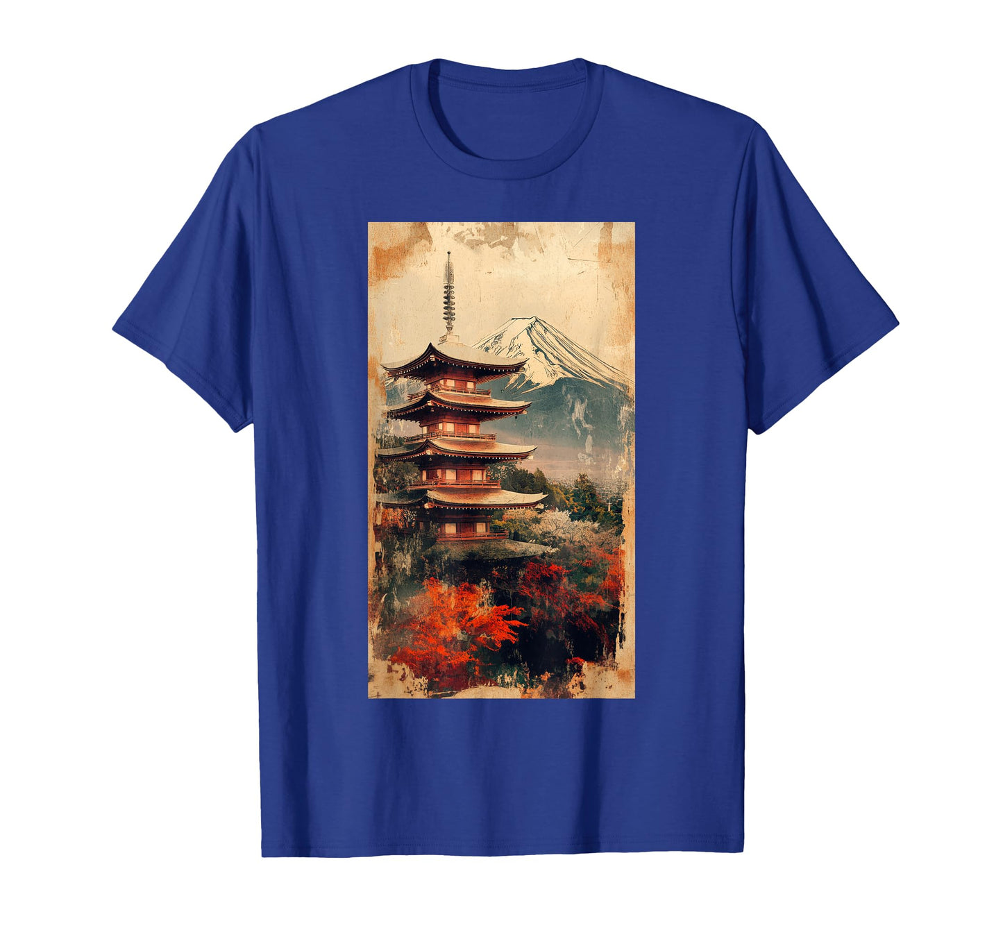 Vintage Japanese Landscape Pagoda Mount Fuji T-Shirt
