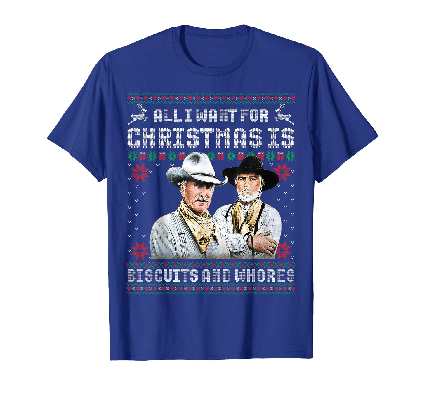 Western Cowboys Biscuits and Whores Christmas Quote Retro T-Shirt