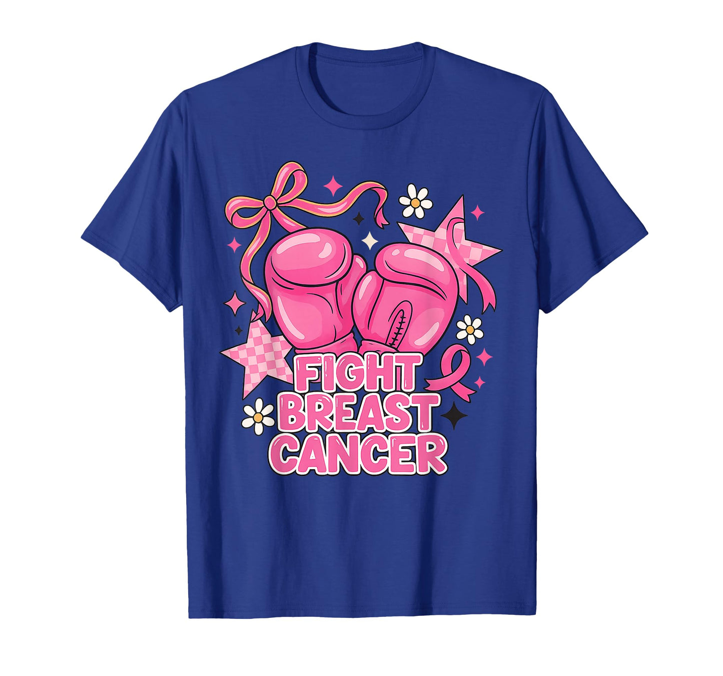 Girl Fight Boxing Gloves Pink Ribbon Breast Cancer Awareness T-Shirt