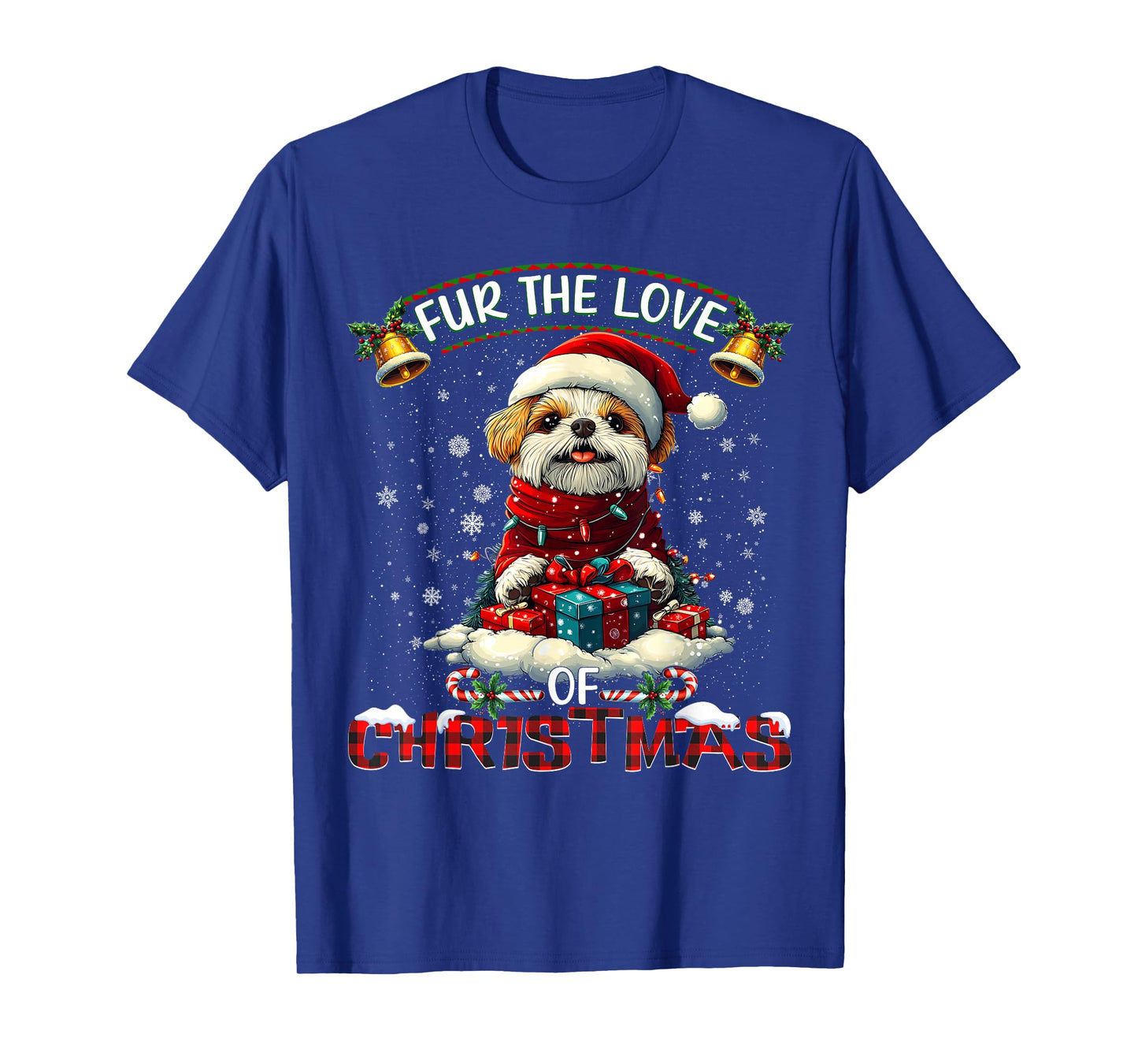 Shih Tzu Christmas Tree Lights Decorations Dog Lover Xmas T-Shirt