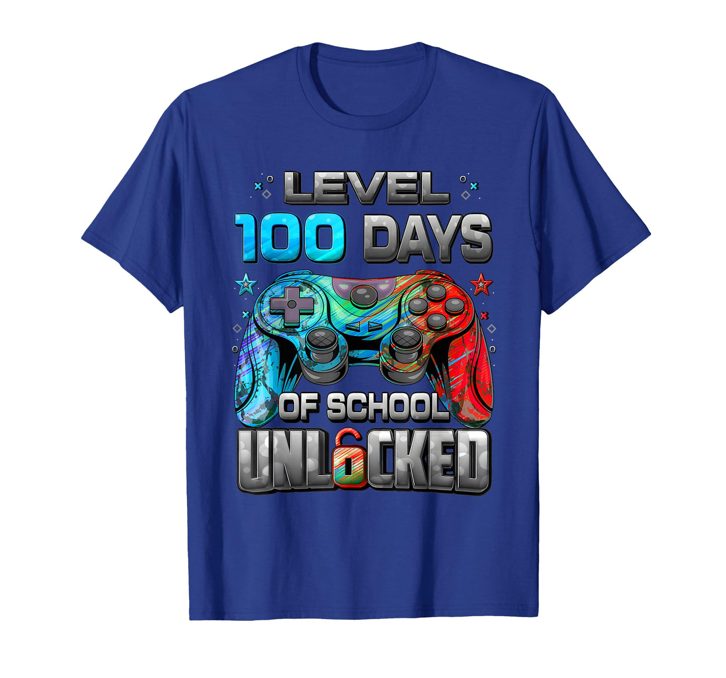 Level 100 Days of School Unlocked Gamer Video Games Boys T-Shirt