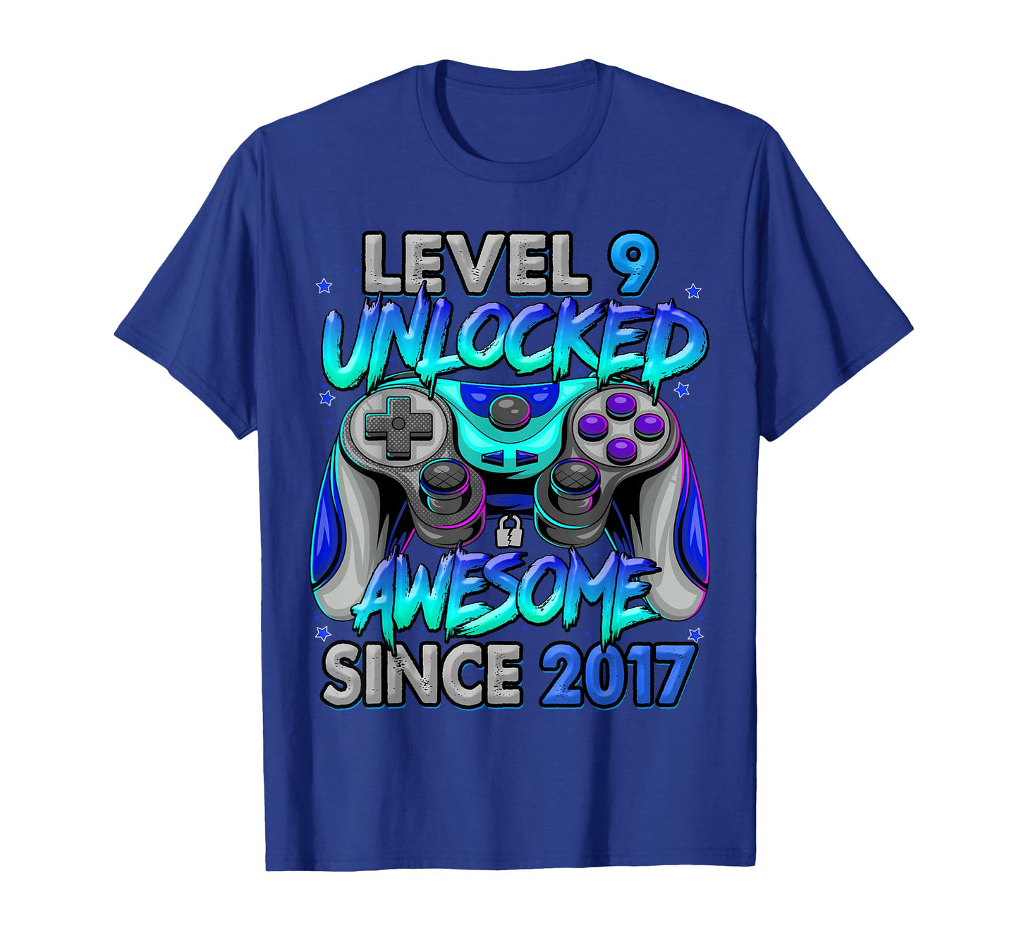 Level 9 Unlocked Awesome Since 2017 9th Birthday Gaming T-Shirt