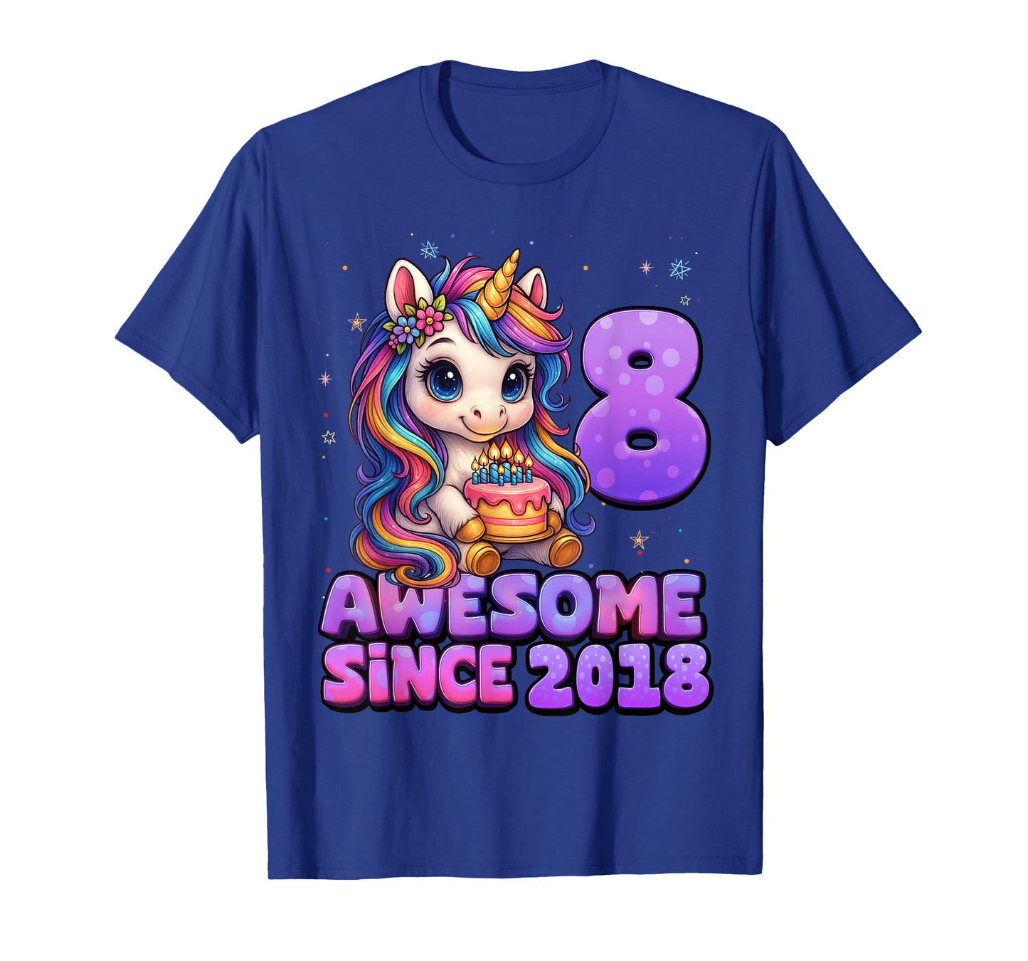 8 Year Old Awesome Since 2018 Unicorn 8th Birthday Girl T-Shirt