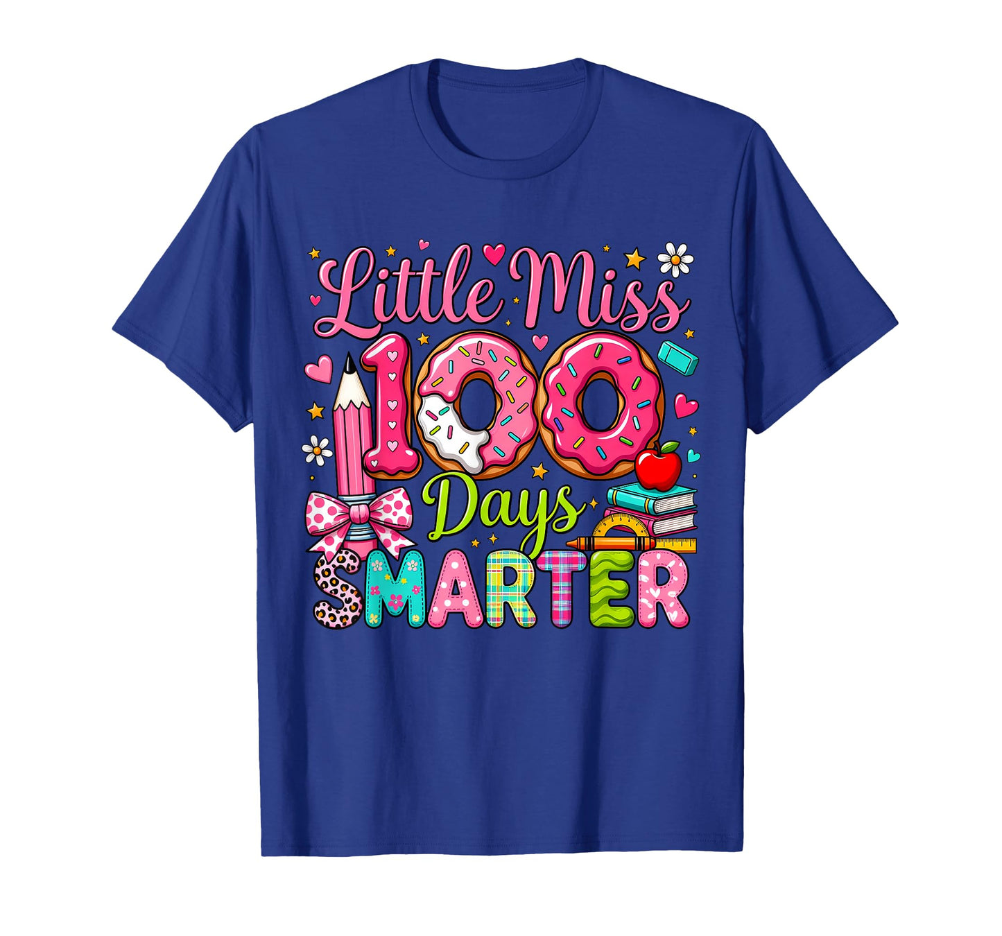 Little Miss 100 Days Smarter Girls Happy 100 Days of School T-Shirt