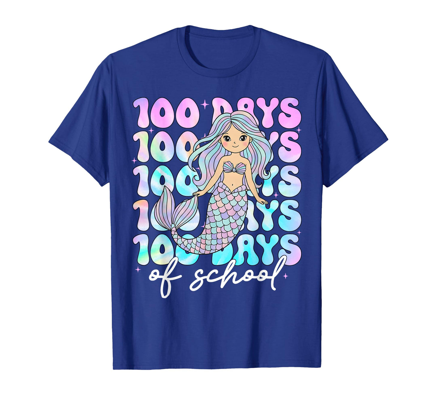 100 Days of School Girls Women 100th Day of School Mermaid T-Shirt