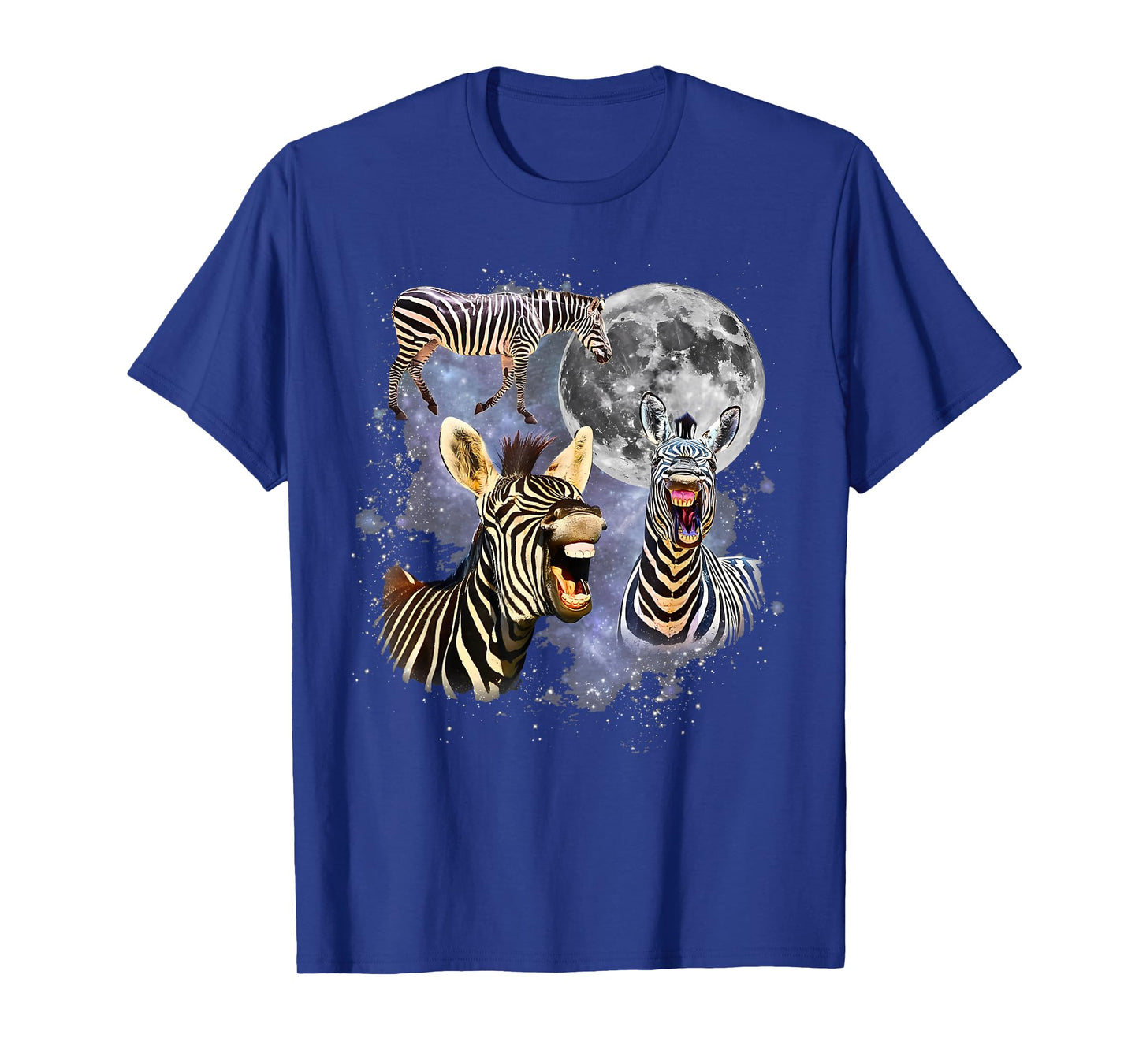 Vintage 90s Three Zebra Howling at The Moon Wildlife Graphic T-Shirt