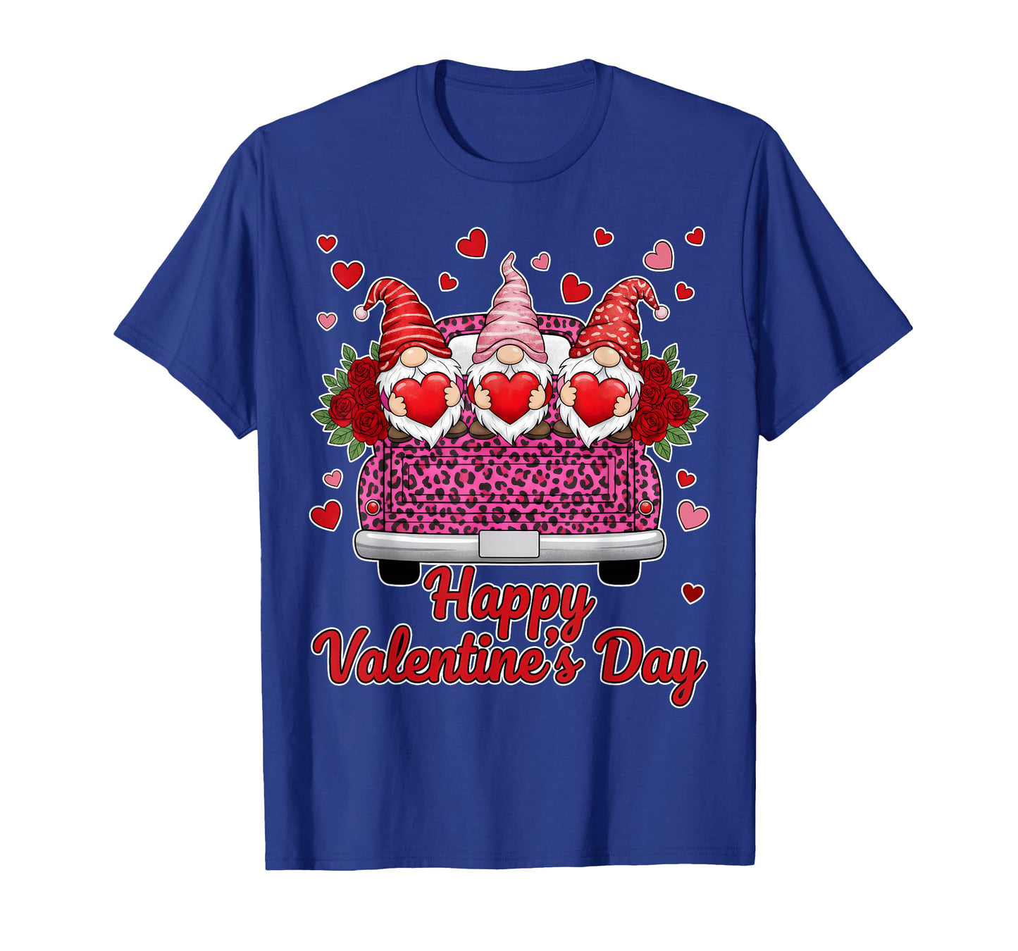Three Gnomes and Leopard Truck Happy Valentine's Day Lovers T-Shirt