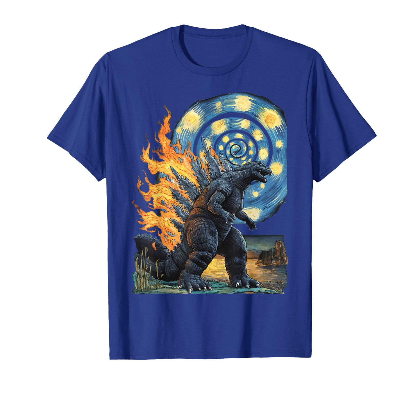 Kaiju Starry Night Japanese Art Anime Van Gogh Funny Gifts T-Shirt
