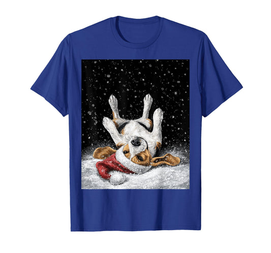 Christmas Beagle Black T-Shirt