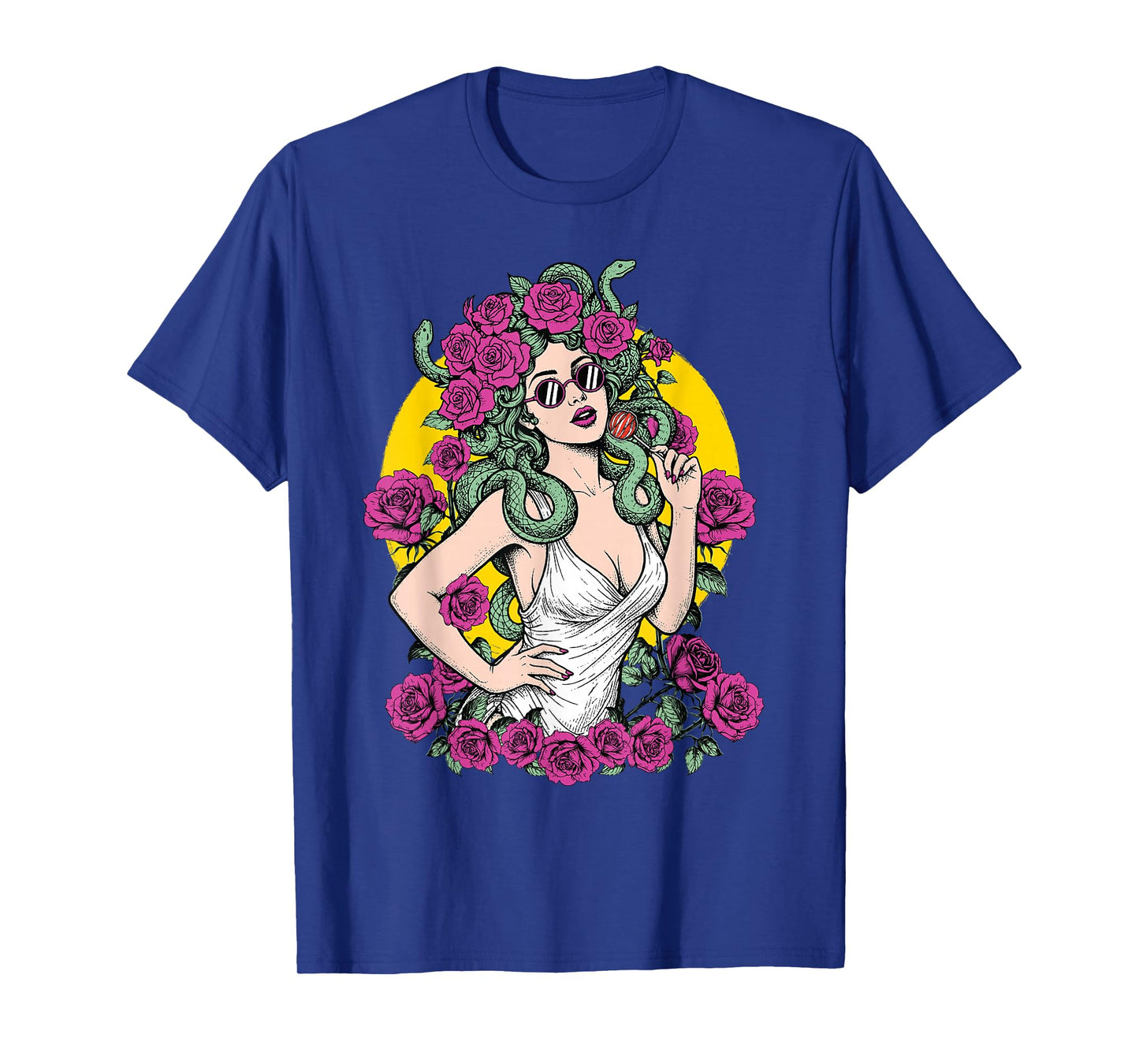 Medusa Lollipop Hippie Modern Snakes Greek Mythology Pop Art T-Shirt