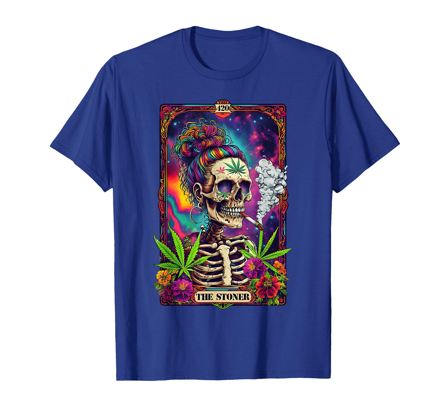 Tarot Card The Stoner 420 Cannabis Weed Skeleton Retro Style T-Shirt