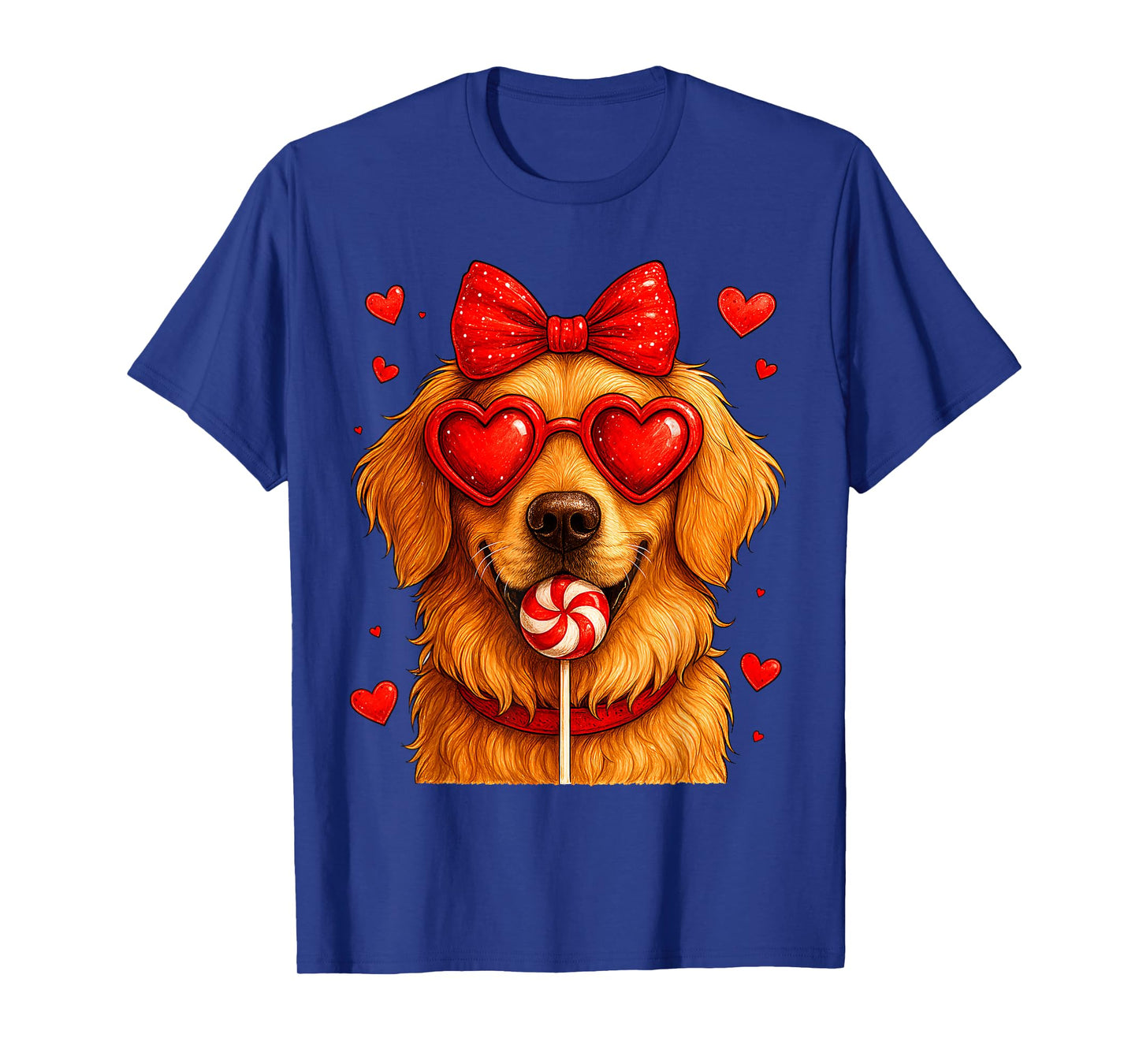 Cute Golden Retriever Valentine Heart Candy Valentines Day T-Shirt