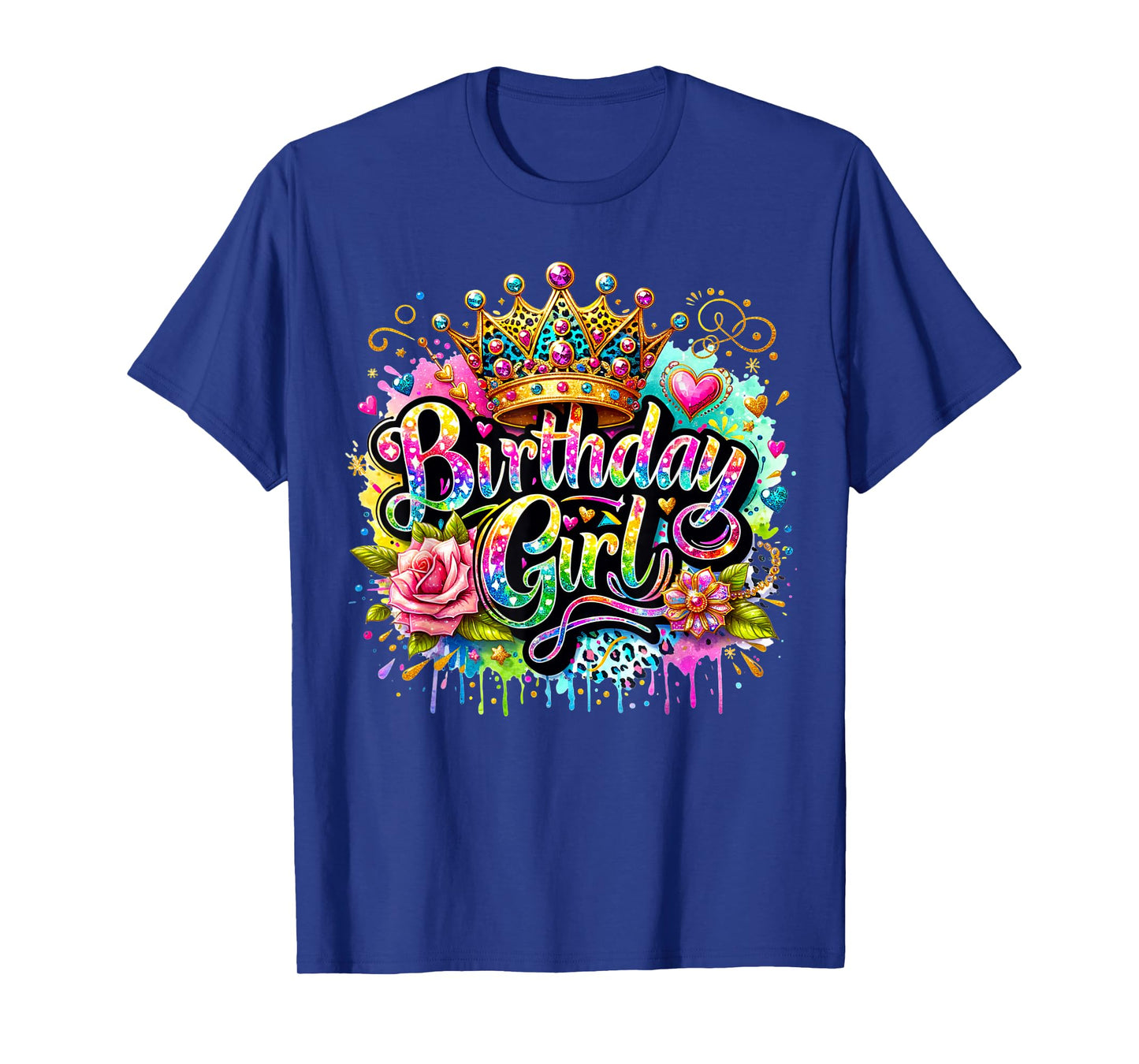 Birthday Girl Crown Floral Fun T-Shirt for Women T-Shirt