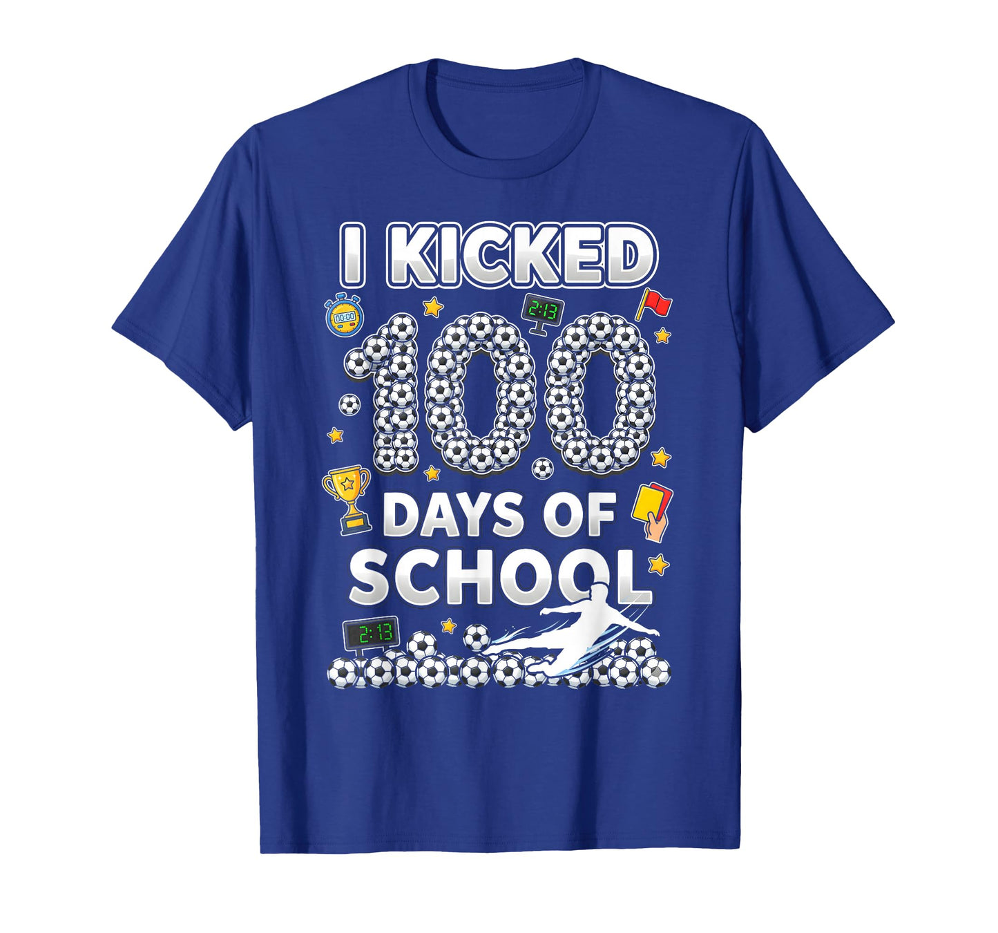 I Kicked100 Days of School Soccer Ice Cram Drip 100th Boys T-Shirt