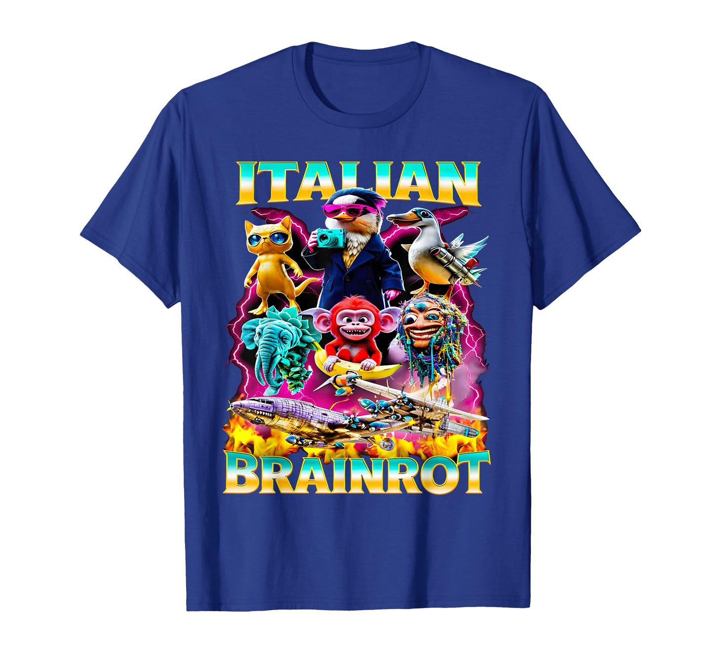 Types of Italian Brainrot Meme Character Hand Drawn for Kids T-Shirt