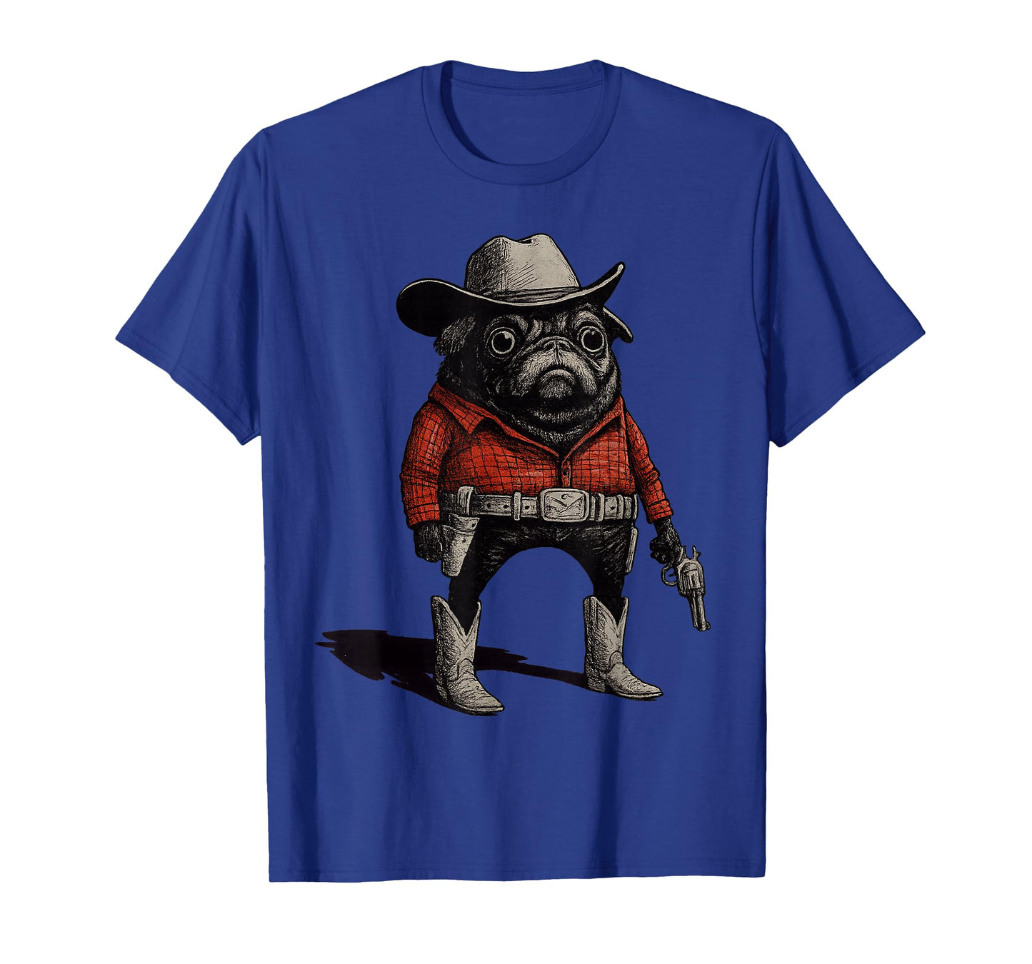 Cowboy Pug Dog Funny Western Outfit Red Pug Cowboy Meme T-Shirt